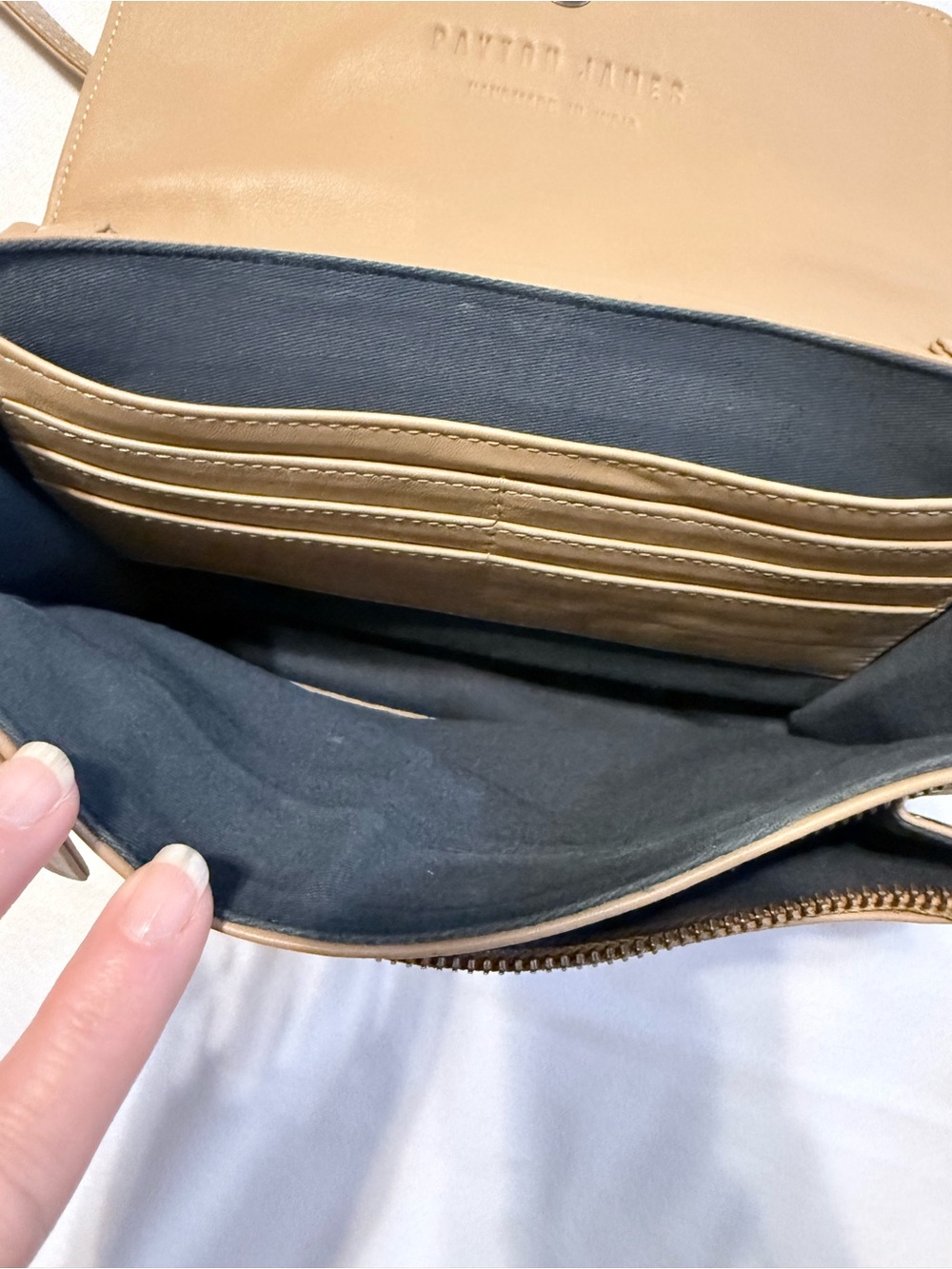 Payton James Italian Leather Wood wallet crossbody - Picture 6 of 6